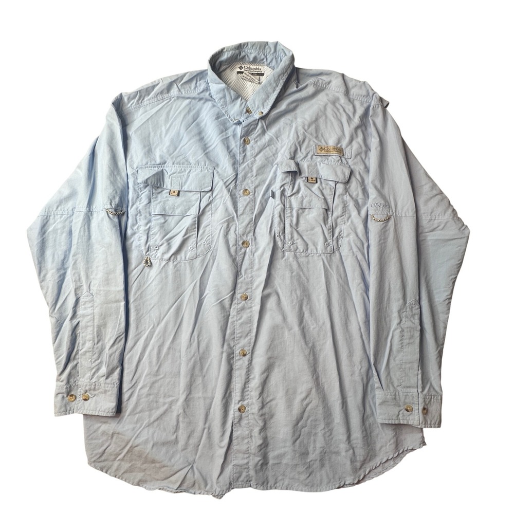 Columbia‎ Fishing Shirt Mens XL Blue PFG Bahama II Long Sleeve UPF 30 FM7048